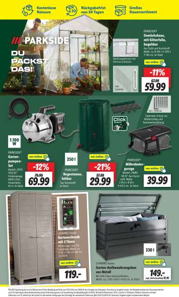 thumbnail - LIVARNO home Gartenschrank mit 2 Türen Witterungs- und UV- beständig. Maße: ca. B 78 x T 46 x H 182 cm. Je Stück