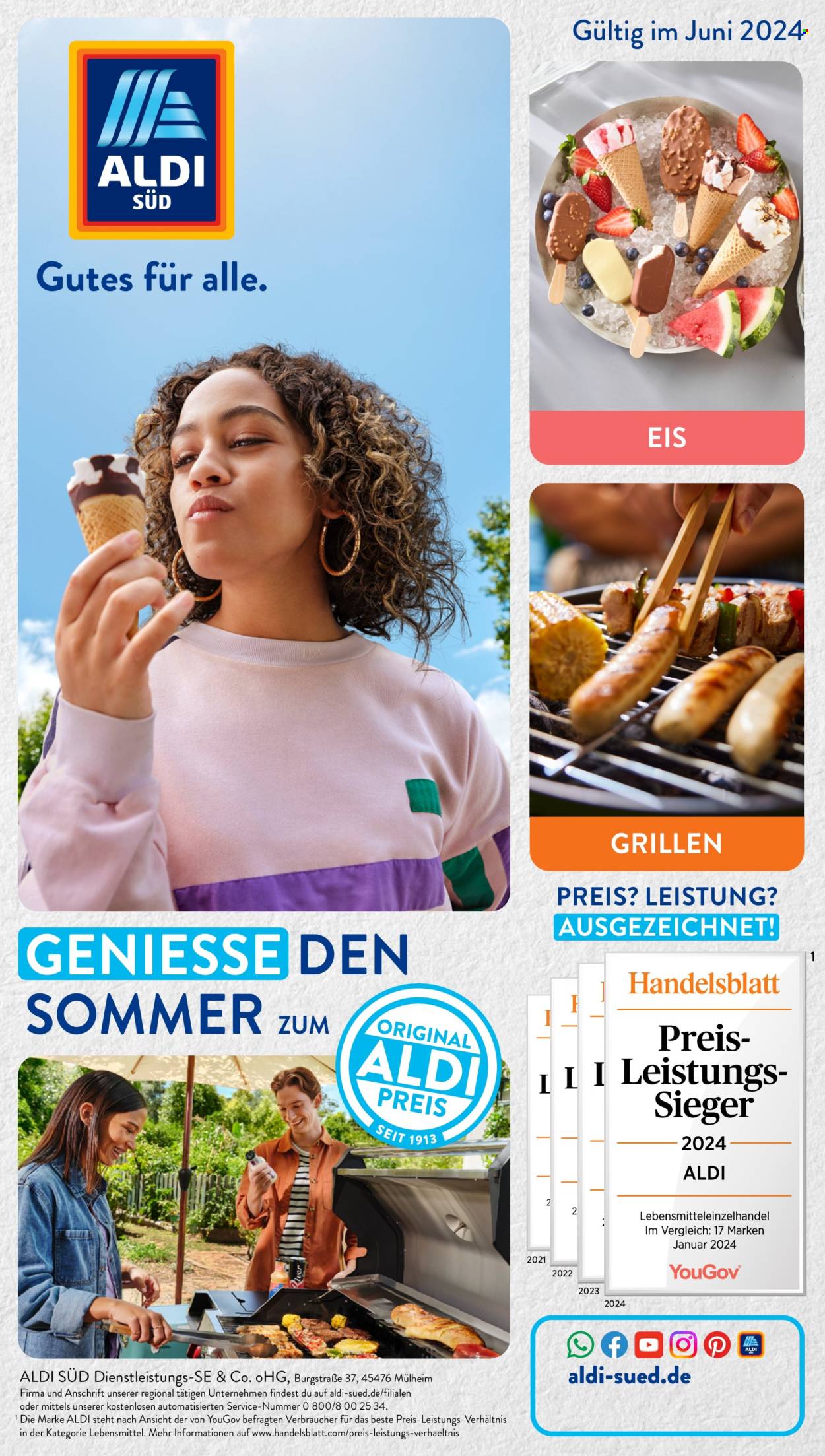 ALDI SÜD Prospekte  - 2.06.2024 - 30.06.2024. Seite 1