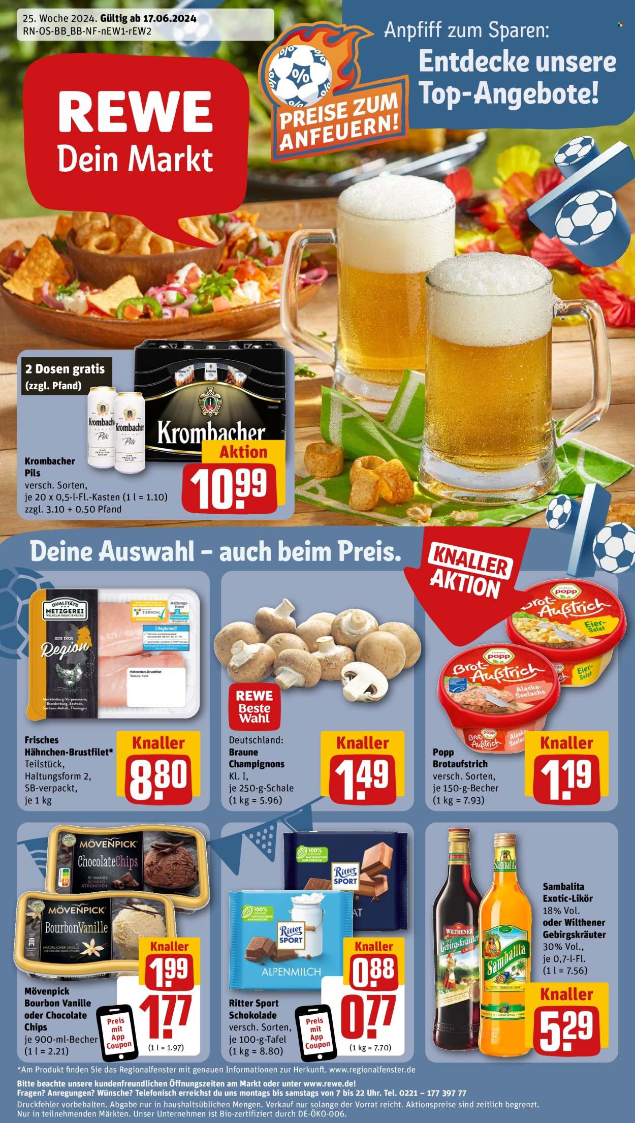 REWE Prospekte  - 17.06.2024 - 22.06.2024. Seite 1