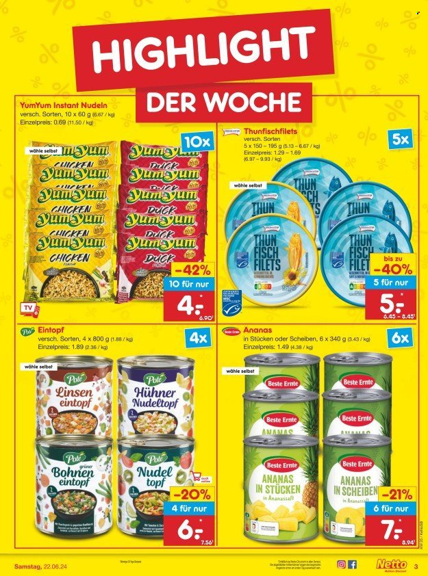 Netto Marken-Discount Prospekte  - 17.06.2024 - 22.06.2024. Seite 3
