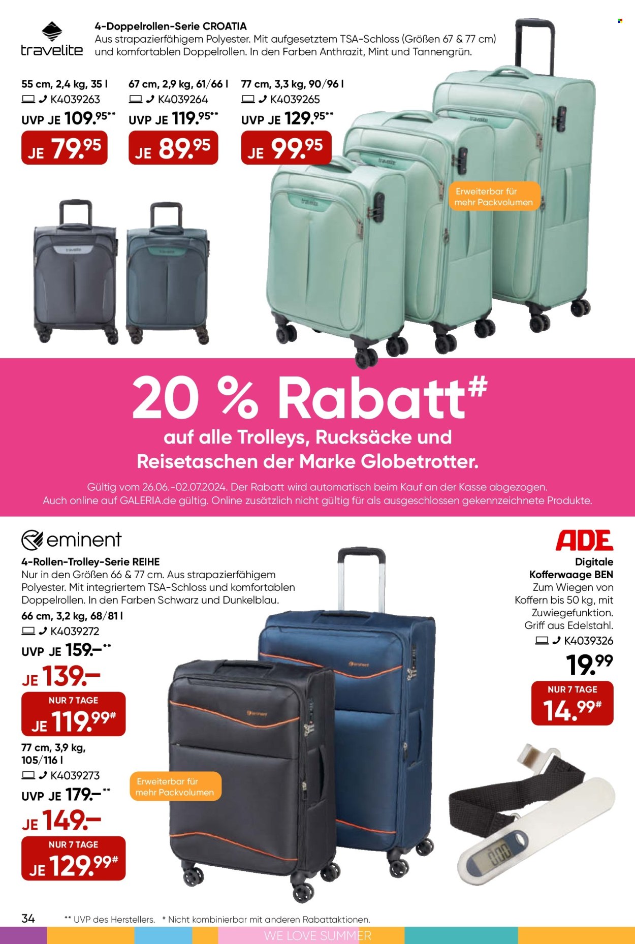 GALERIA Karstadt Kaufhof Prospekte  - 26.06.2024 - 2.07.2024. Seite 34