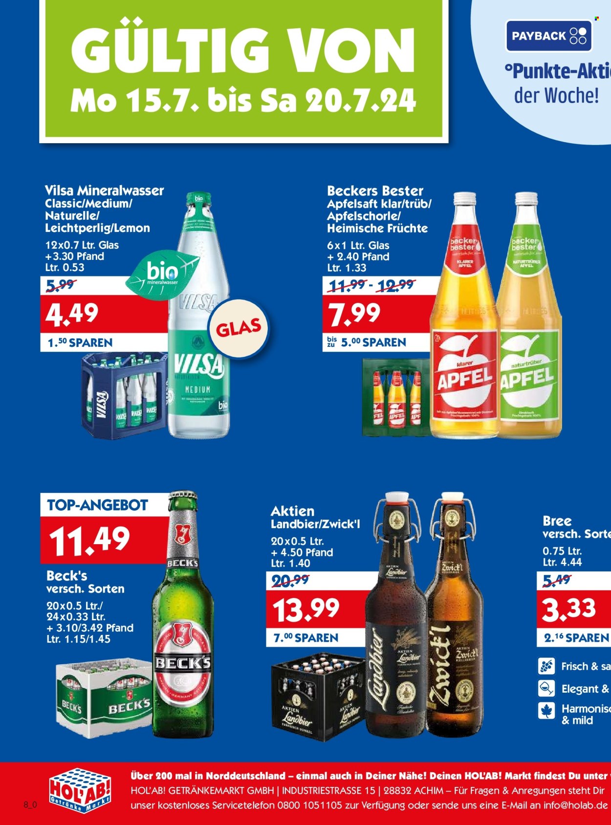Hol'ab! Getränkemarkt Prospekte  - 15.07.2024 - 20.07.2024. Seite 1