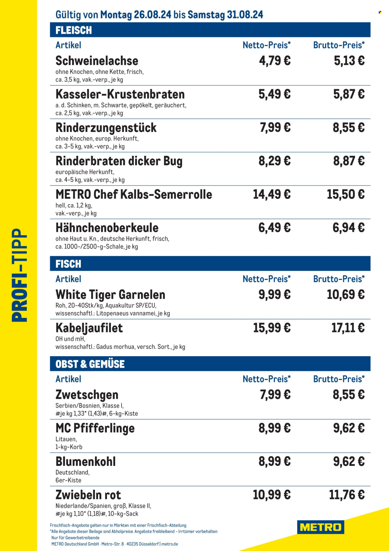 Metro Prospekte  - 26.08.2024 - 31.08.2024. Seite 1