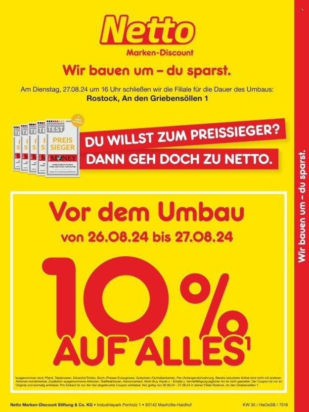 Netto Marken-Discount Prospekte  - 26.08.2024 - 27.08.2024. Seite 1
