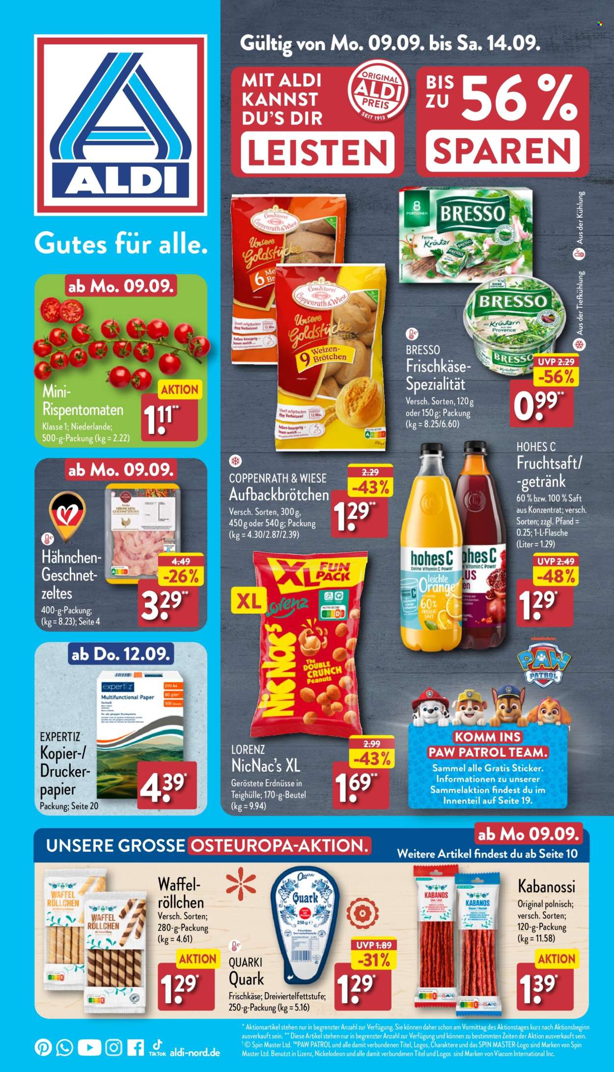 ALDI Nord Prospekte  - 9.09.2024 - 14.09.2024. Seite 1
