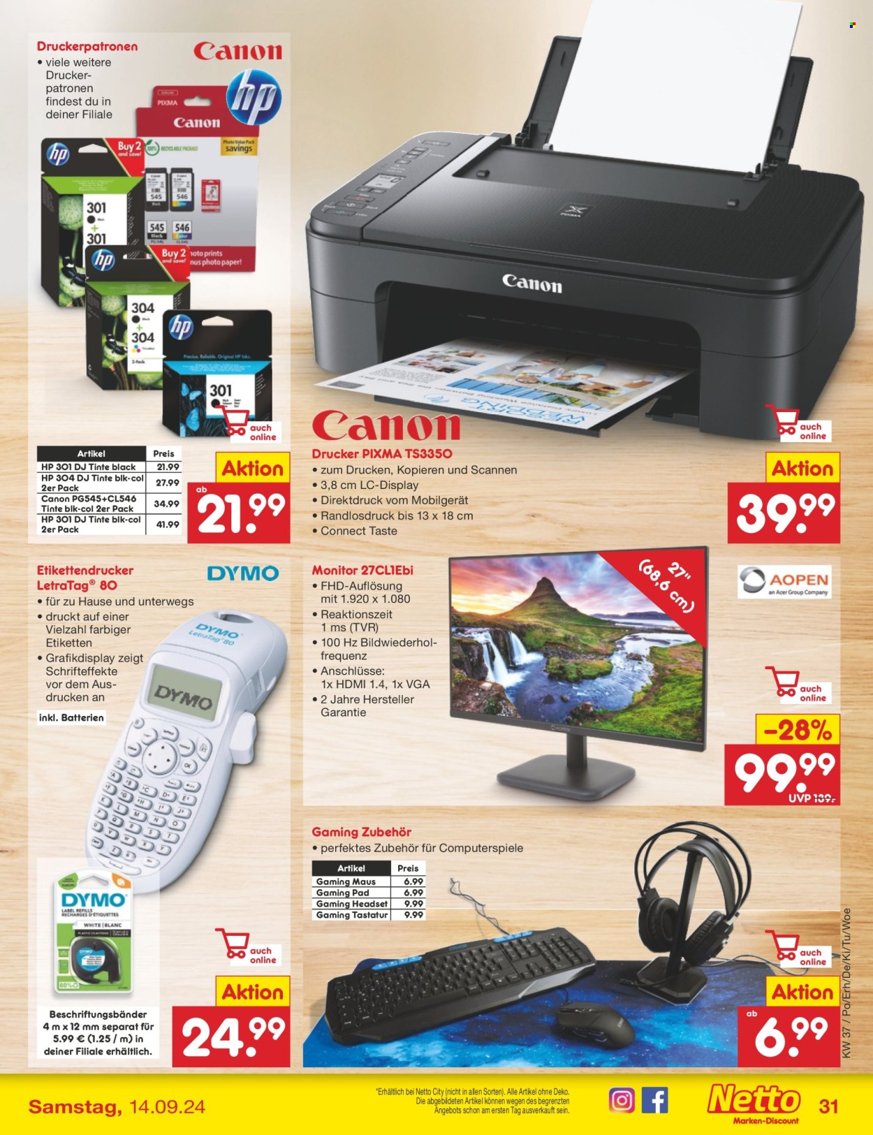 Netto Marken-Discount Prospekte  - 9.09.2024 - 14.09.2024. Seite 39