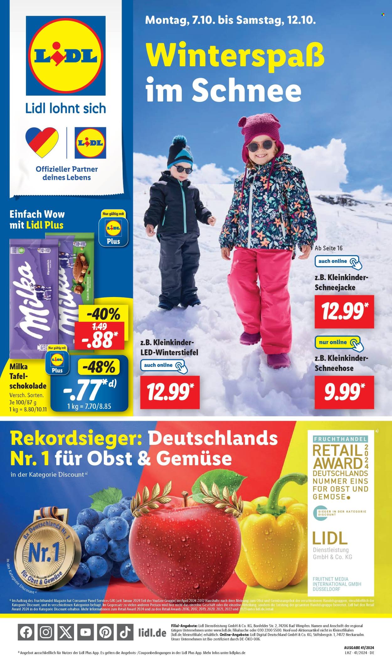 Lidl Prospekte  - 7.10.2024 - 12.10.2024. Seite 1
