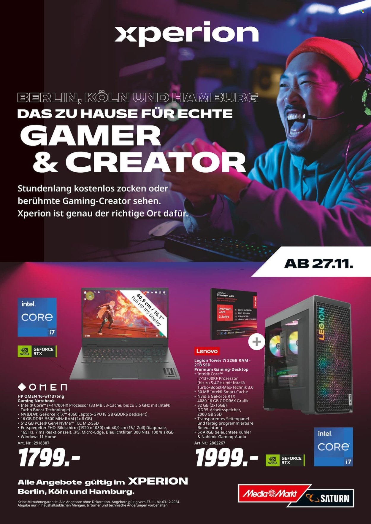 MediaMarkt Prospekte  - 27.11.2024 - 3.12.2024. Seite 1