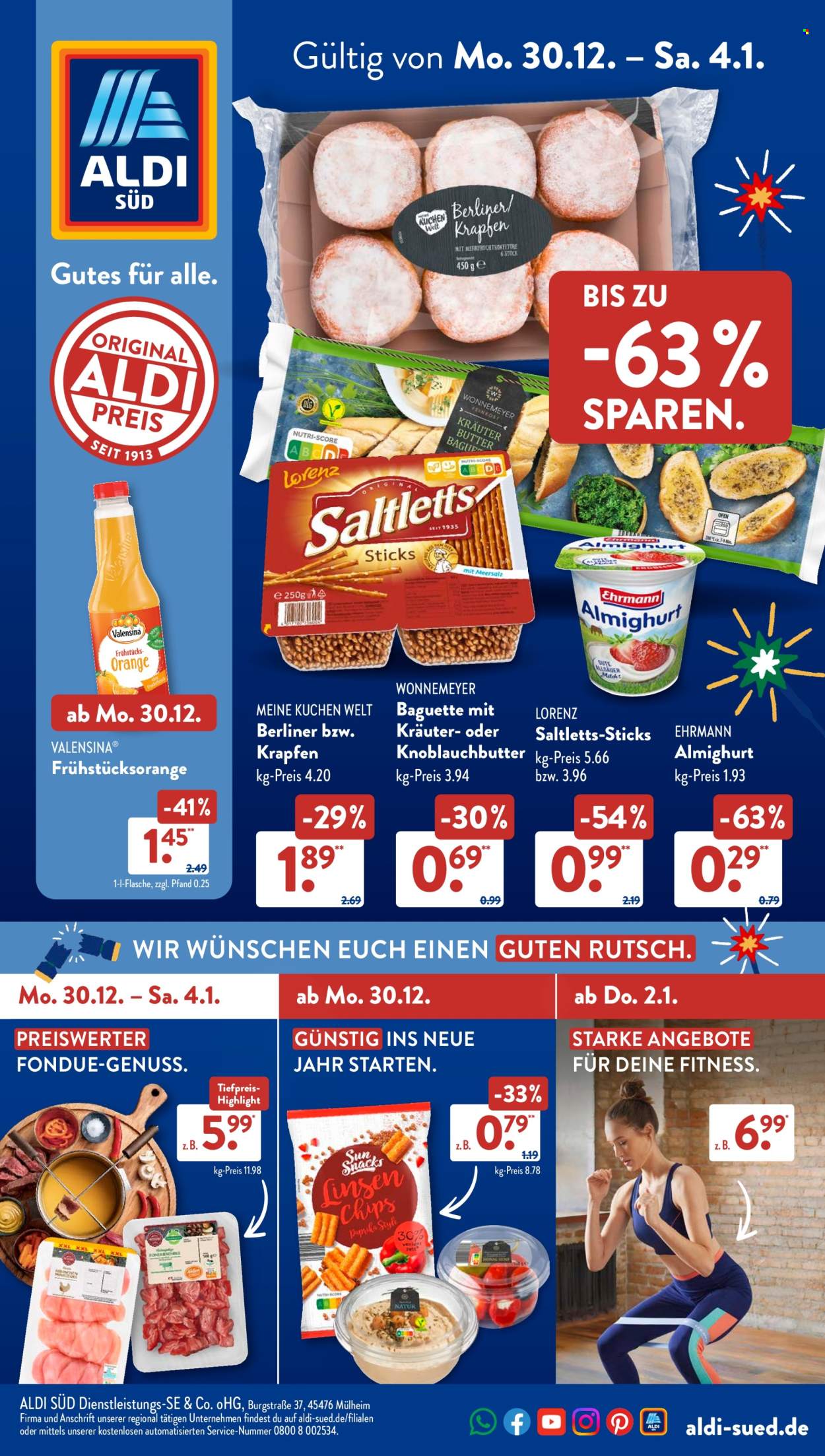 ALDI SÜD Prospekte  - 30.12.2024 - 4.01.2025. Seite 1