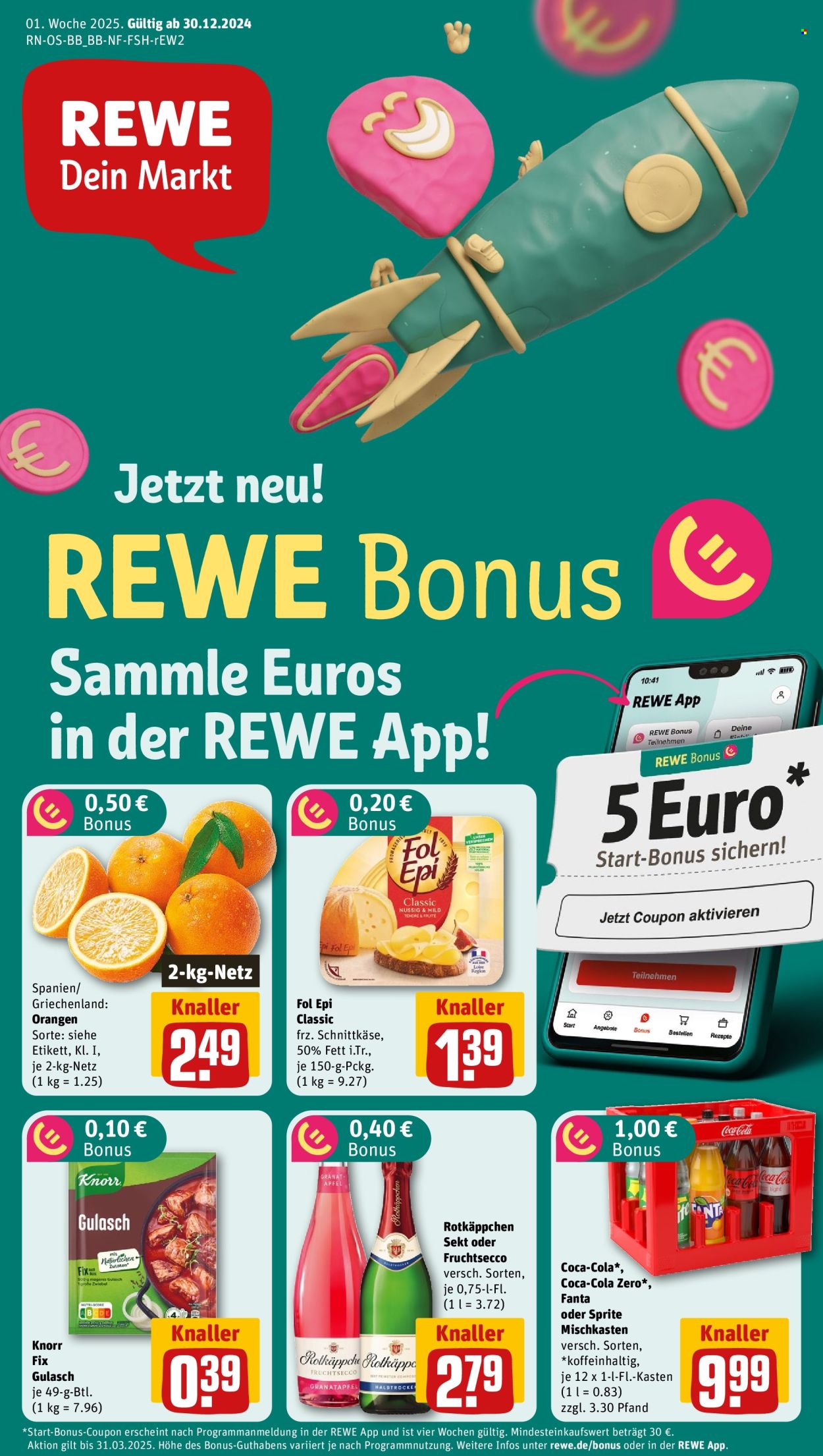 REWE Prospekte  - 30.12.2024 - 5.01.2025. Seite 1