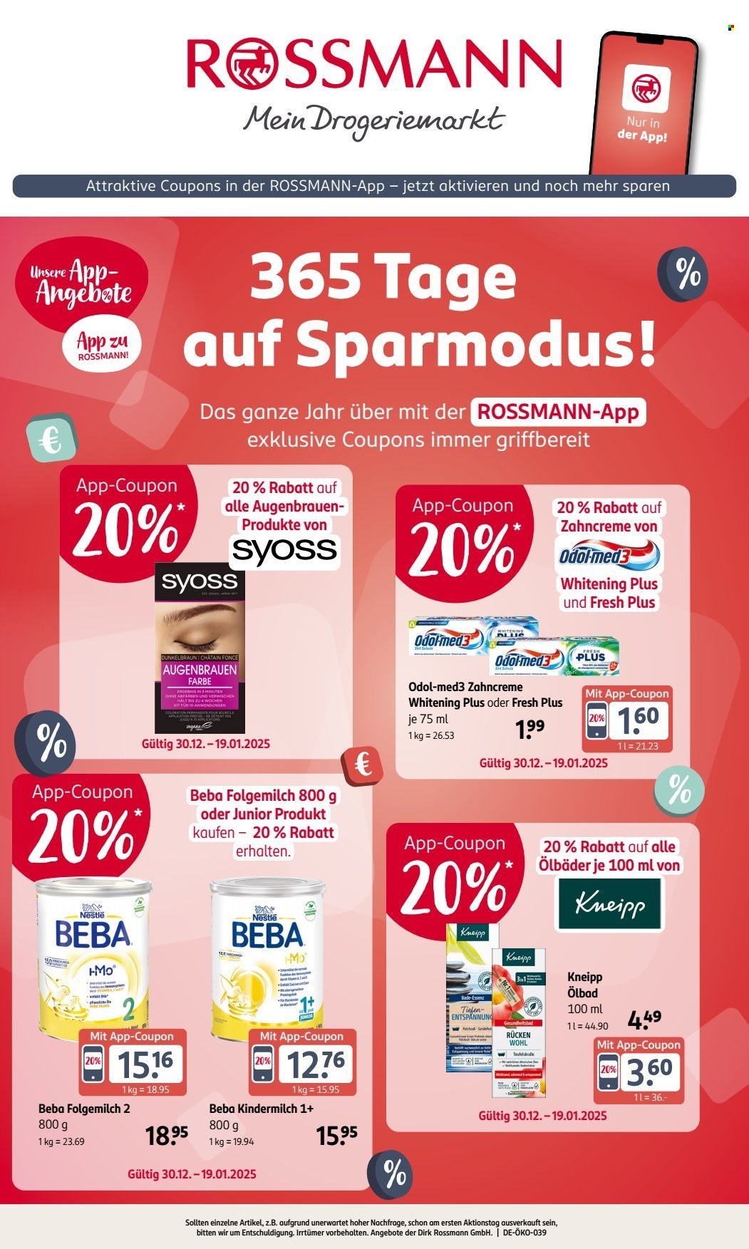 Leták Rossmann - 30.12.2024 - 19.1.2025. Strana 1