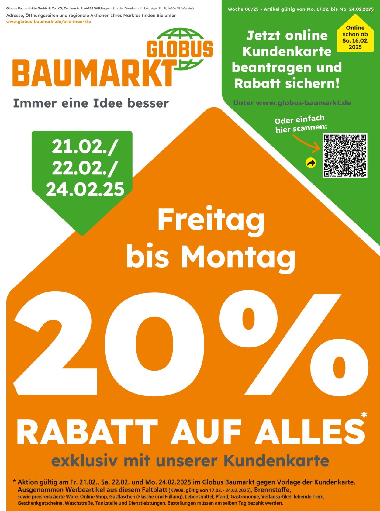 Globus Baumarkt Prospekte  - 17.02.2025 - 24.02.2025. Seite 1