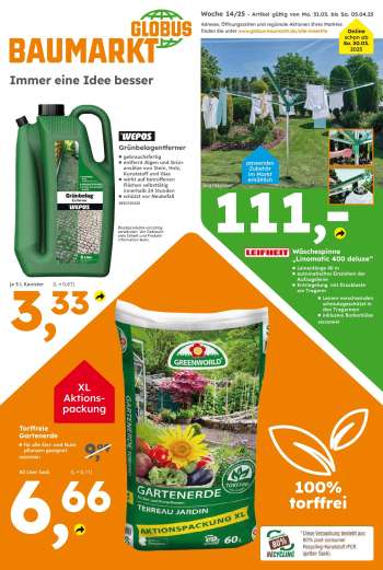 Prospekte Globus Baumarkt - 31.03.2025 - 5.04.2025.