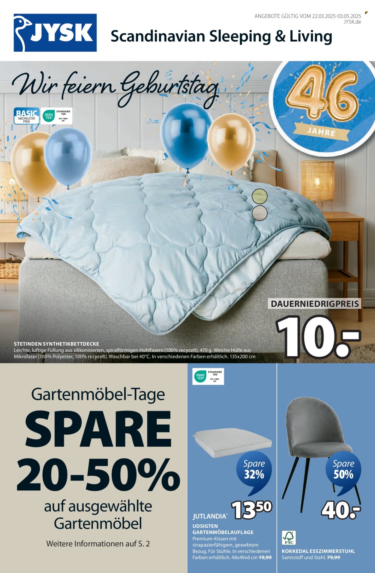 JYSK Prospekte  - 22.03.2025 - 3.05.2025. Seite 1