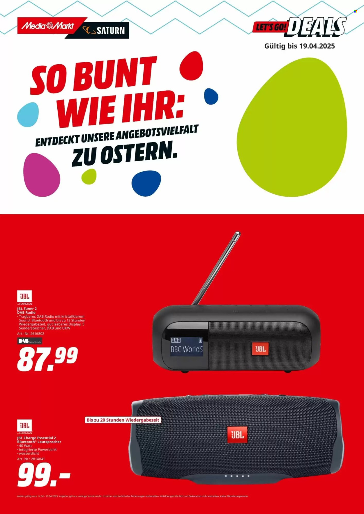 MediaMarkt Prospekte  - 14.04.2025 - 19.04.2025. Seite 1