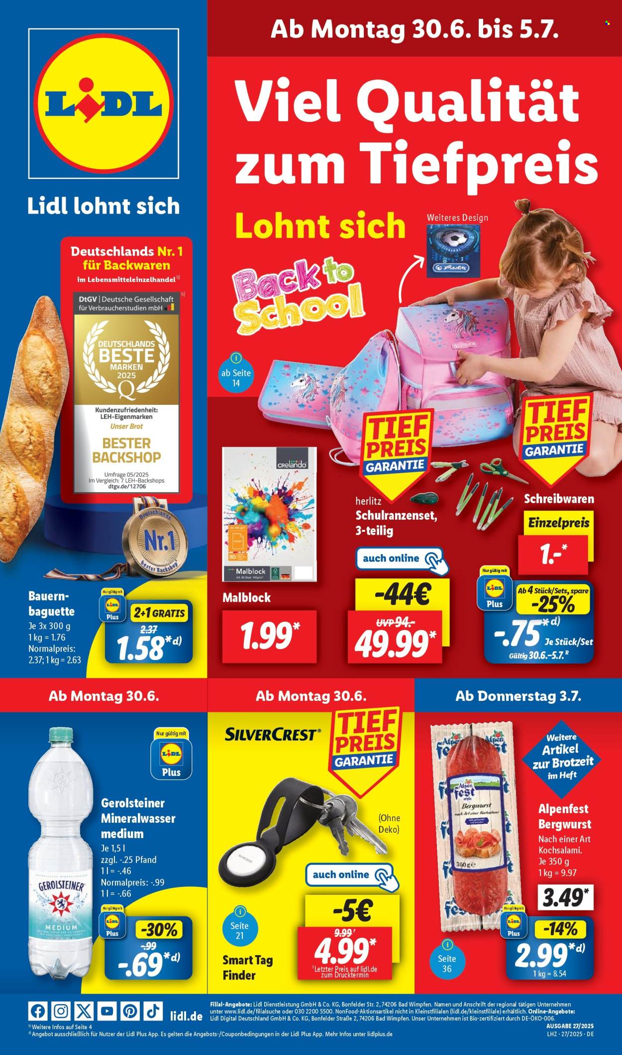 Lidl Prospekte  - 30.06.2025 - 5.07.2025. Seite 1