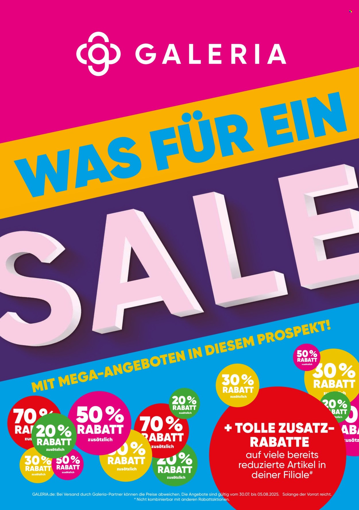 GALERIA Karstadt Kaufhof Prospekte  - 30.07.2025 - 5.08.2025. Seite 1