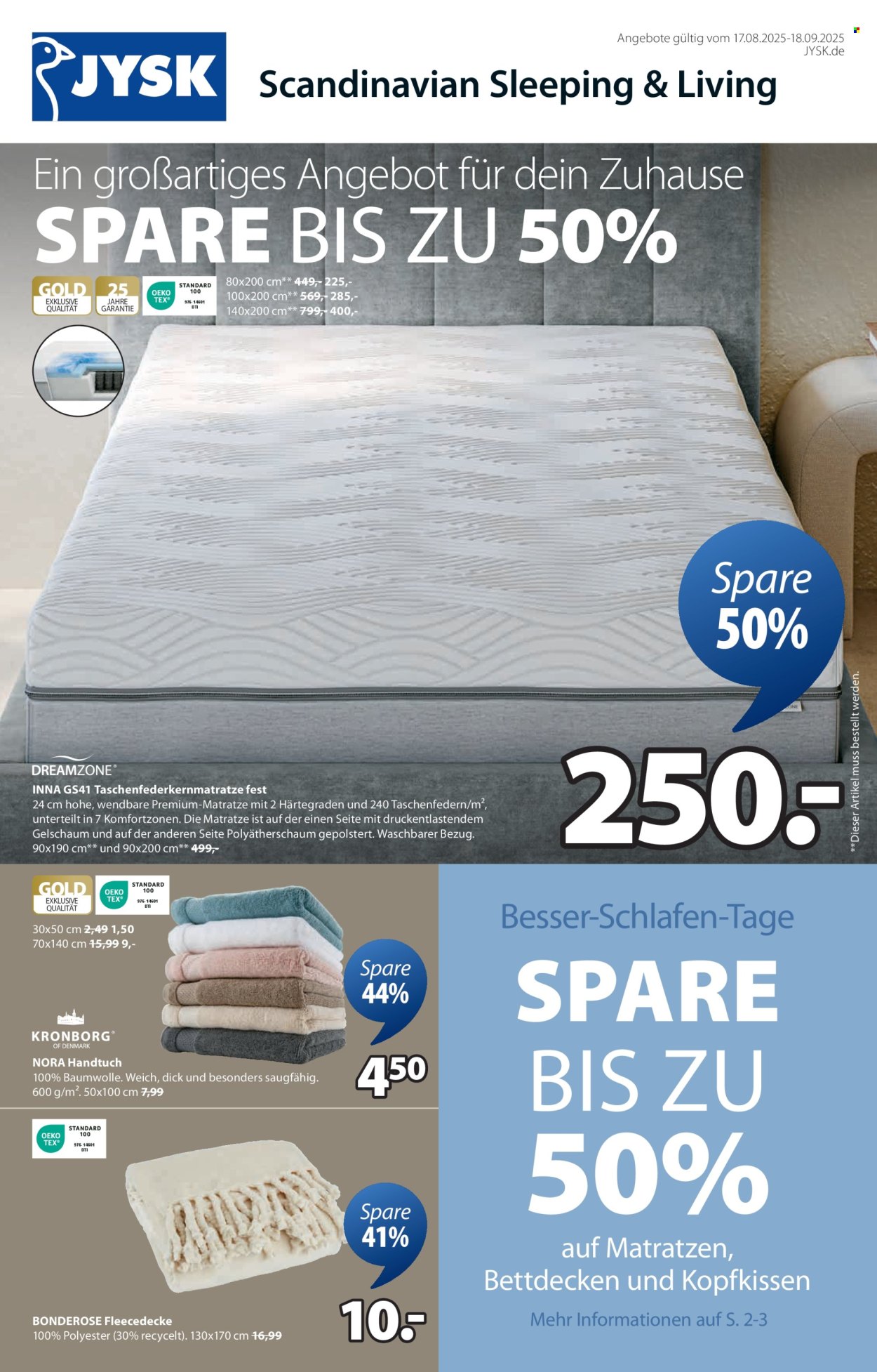 JYSK Prospekte  - 17.08.2025 - 18.09.2025. Seite 1