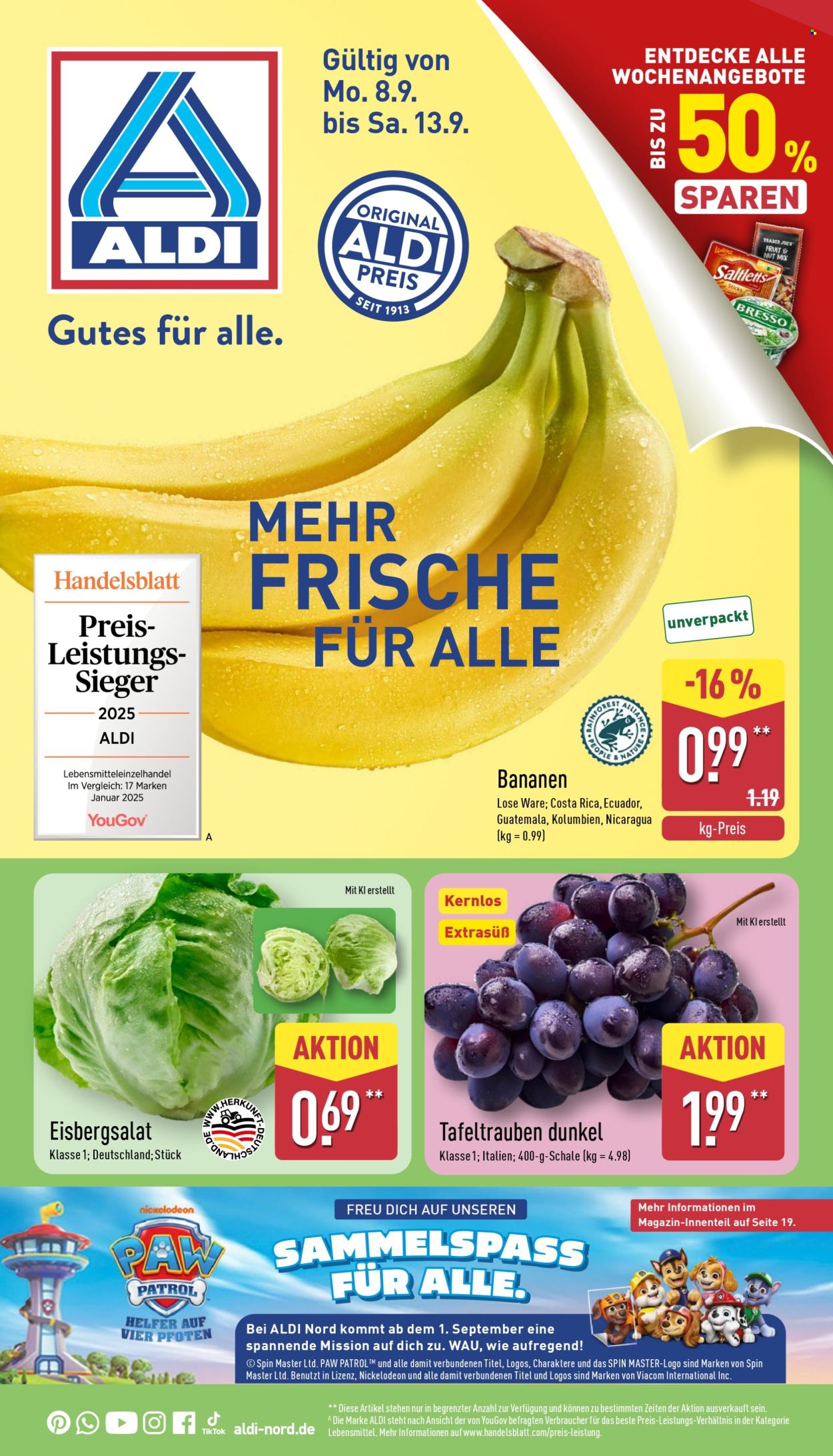 ALDI Nord Prospekte  - 8.09.2025 - 13.09.2025. Seite 1