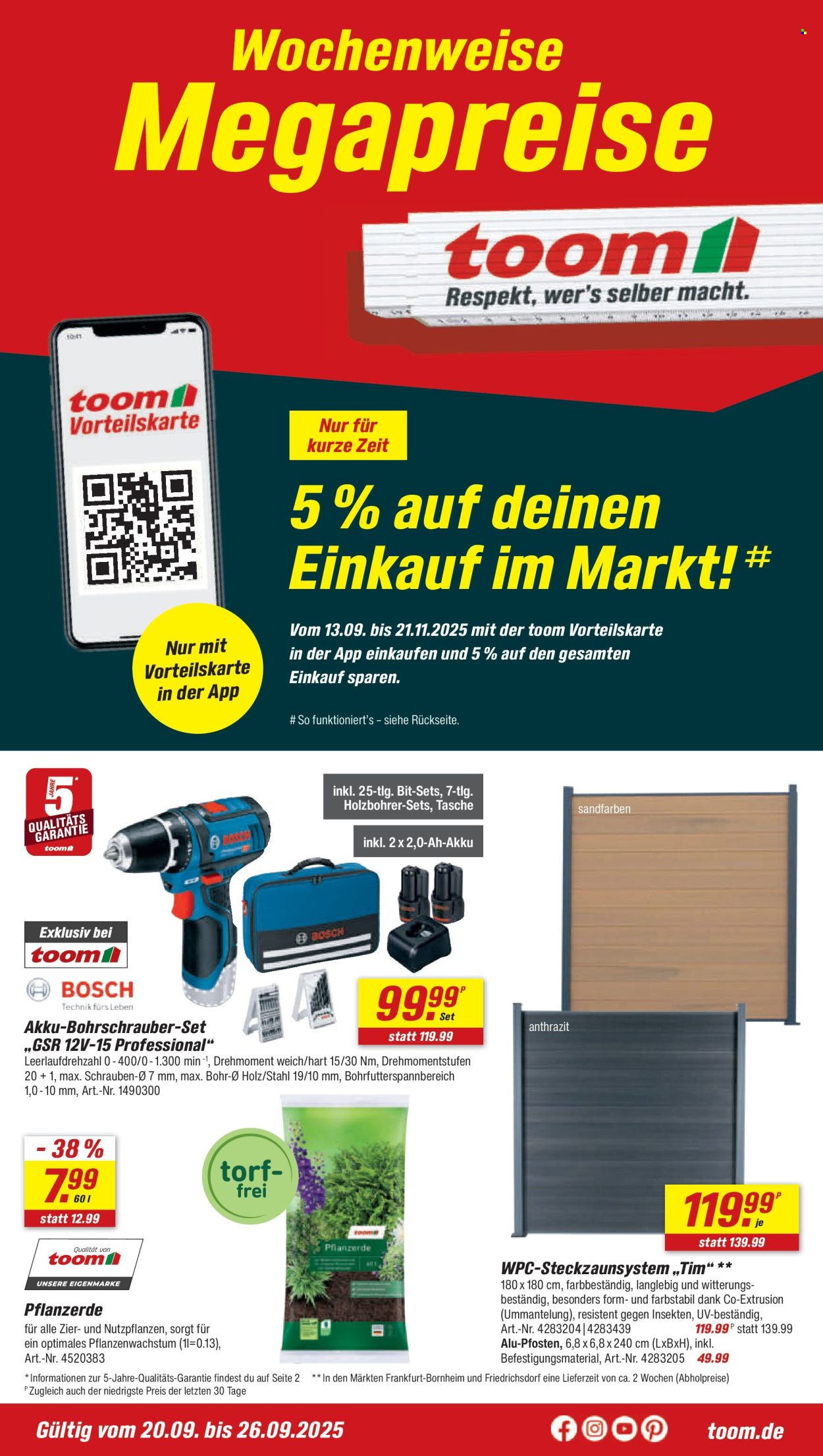 toom Baumarkt Prospekte  - 20.09.2025 - 26.09.2025. Seite 1