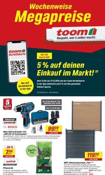 Prospekte toom Baumarkt - 20.09.2025 - 26.09.2025.