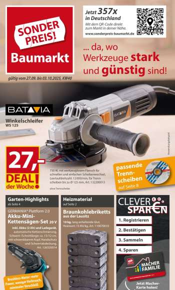 Prospekte Sonderpreis-Baumarkt - 27.09.2025 - 3.10.2025.