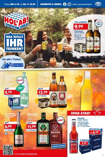 Prospekte Hol'ab! Getränkemarkt - 6.10.2025 - 11.10.2025.