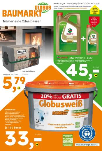Prospekte Globus Baumarkt - 13.10.2025 - 18.10.2025.
