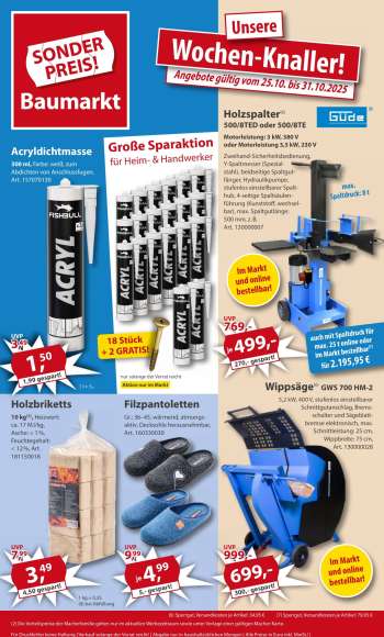 Prospekte Sonderpreis-Baumarkt - 25.10.2025 - 31.10.2025.