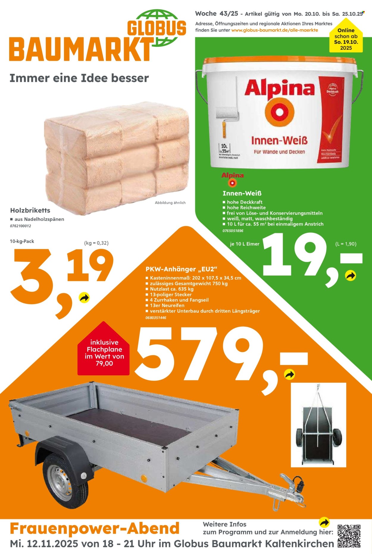Globus Baumarkt Prospekte  - 20.10.2025 - 25.10.2025. Seite 1