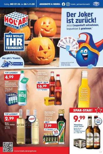 Prospekte Hol'ab! Getränkemarkt - 27.10.2025 - 1.11.2025.