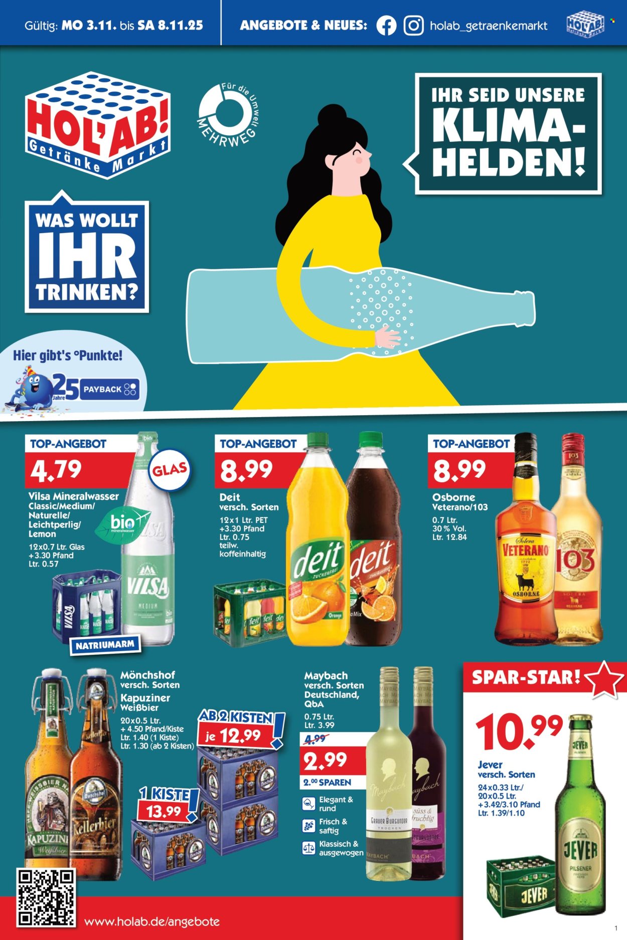 Hol'ab! Getränkemarkt Prospekte  - 3.11.2025 - 8.11.2025. Seite 1