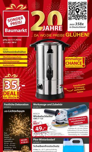 Prospekte Sonderpreis-Baumarkt - 15.11.2025 - 21.11.2025.