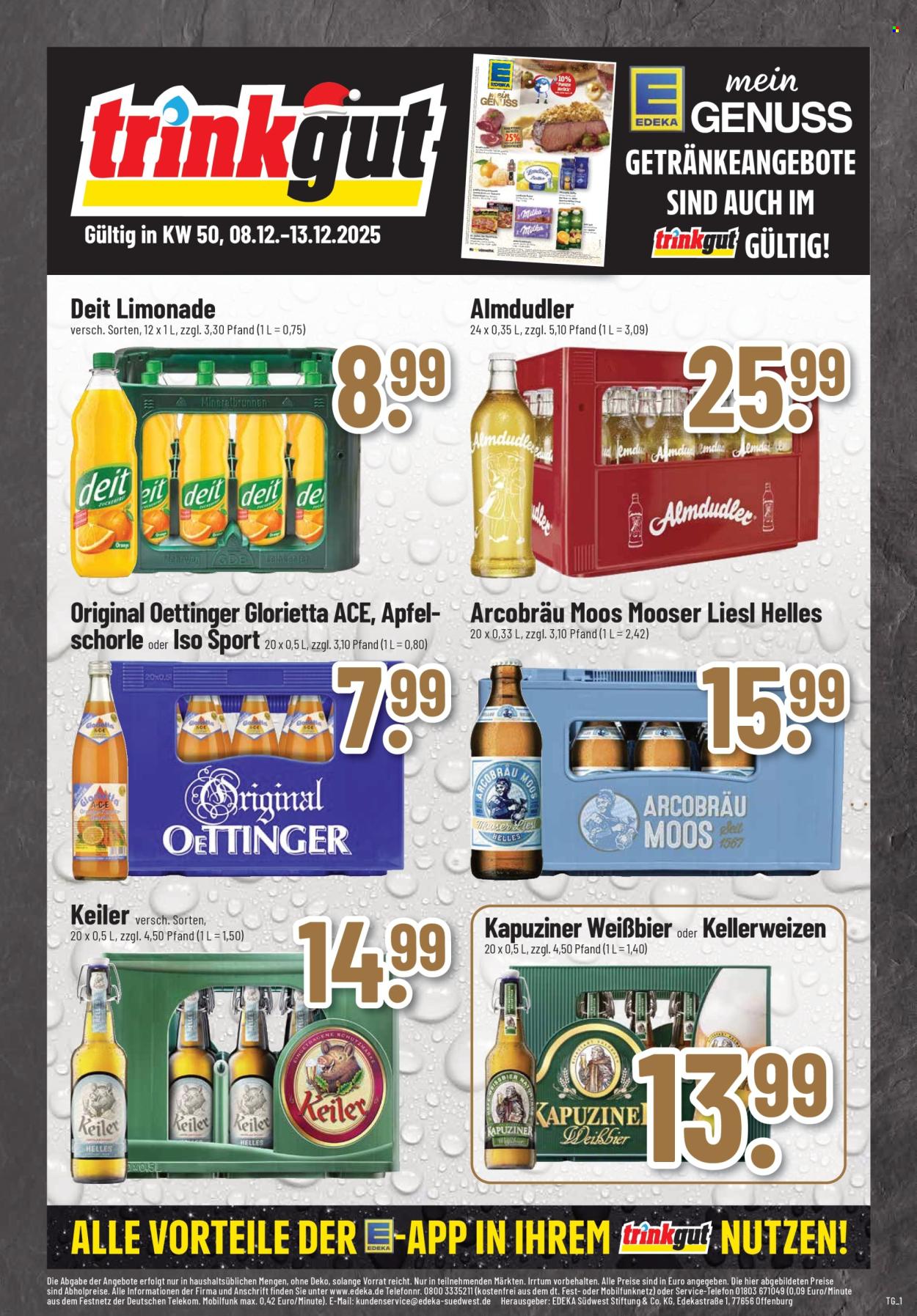 Edeka Getränkemarkt Prospekte  - 8.12.2025 - 13.12.2025. Seite 1