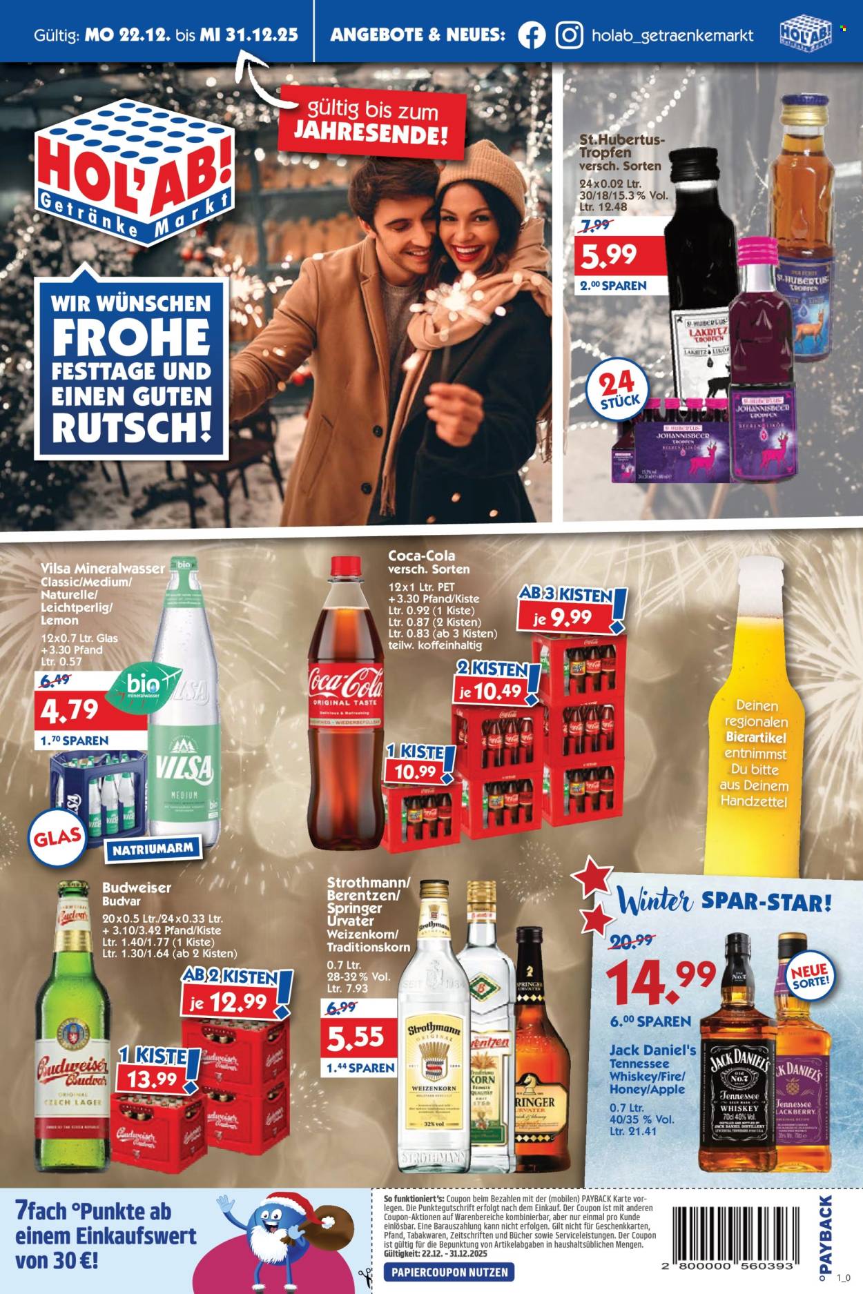 Hol'ab! Getränkemarkt Prospekte  - 22.12.2025 - 31.12.2025. Seite 1