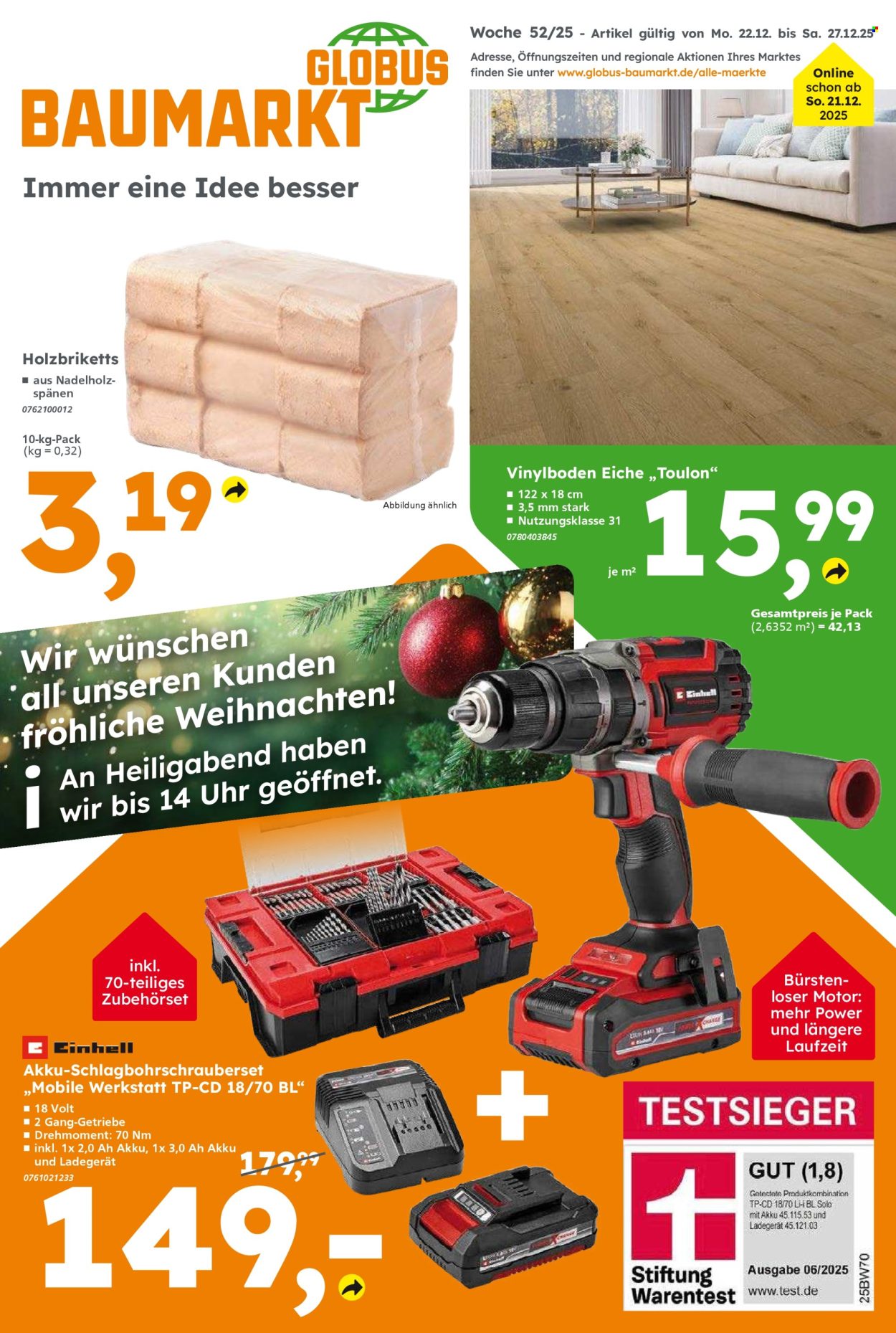 Globus Baumarkt Prospekte  - 22.12.2025 - 27.12.2025. Seite 1