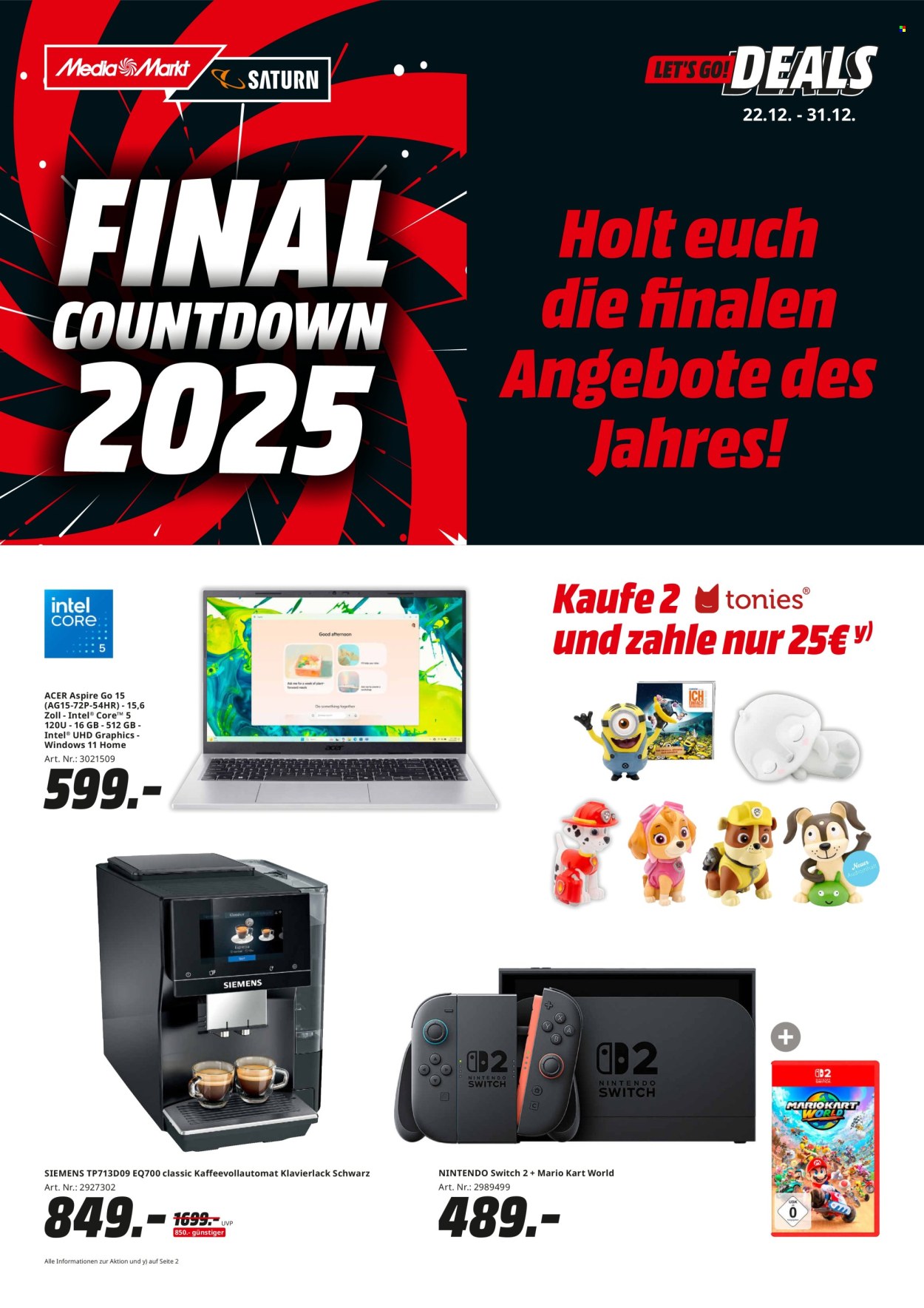 MediaMarkt Prospekte  - 22.12.2025 - 31.12.2025. Seite 1