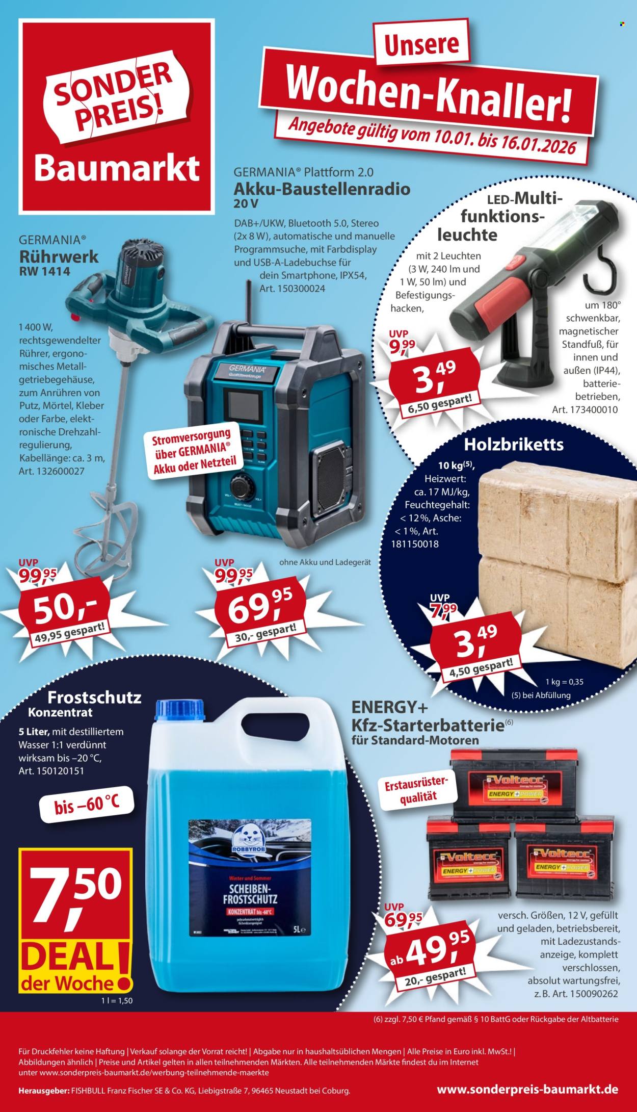 Sonderpreis-Baumarkt Prospekte  - 10.01.2026 - 16.01.2026. Seite 1