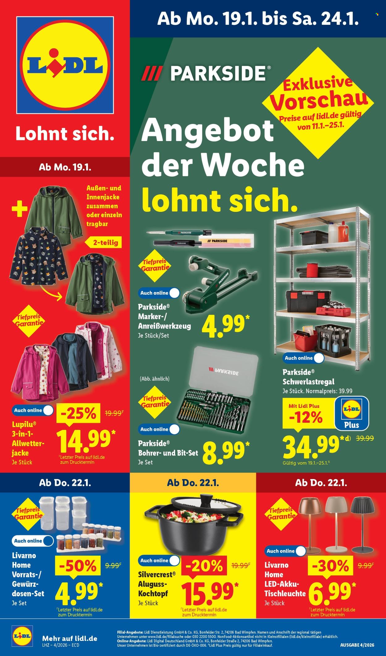 Lidl Prospekte  - 19.01.2026 - 24.01.2026. Seite 1