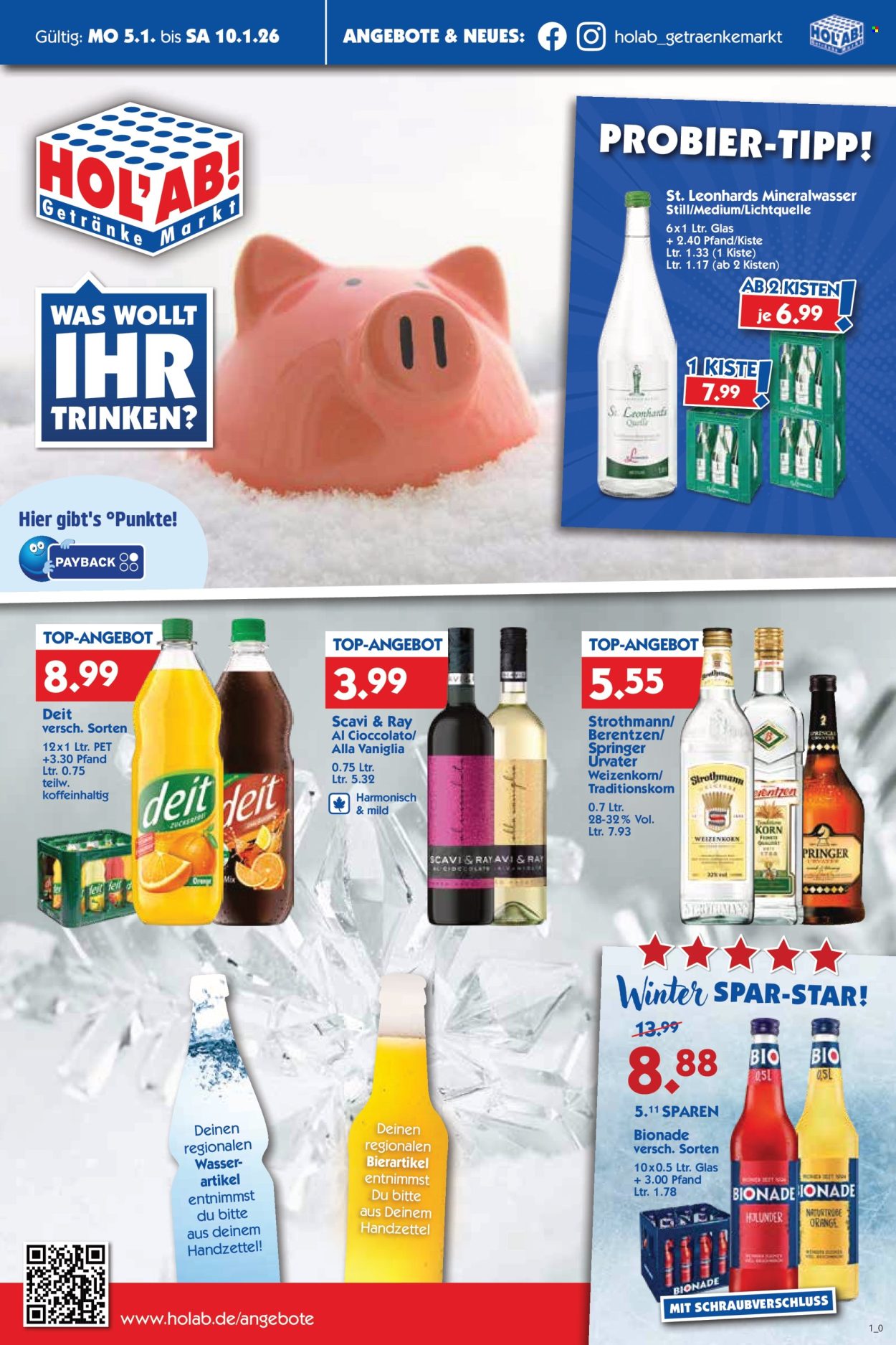 Hol'ab! Getränkemarkt Prospekte  - 5.01.2026 - 10.01.2026. Seite 1