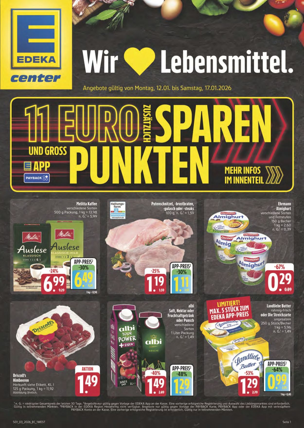 E center Prospekte  - 12.01.2026 - 17.01.2026. Seite 1