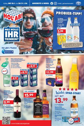 Prospekte Hol'ab! Getränkemarkt - 26.01.2026 - 31.01.2026.