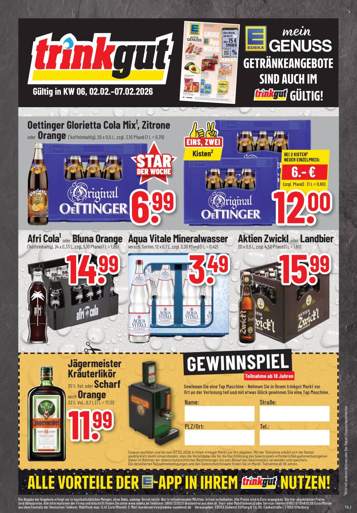 Edeka Getränkemarkt Prospekte  - 2.02.2026 - 7.02.2026. Seite 1