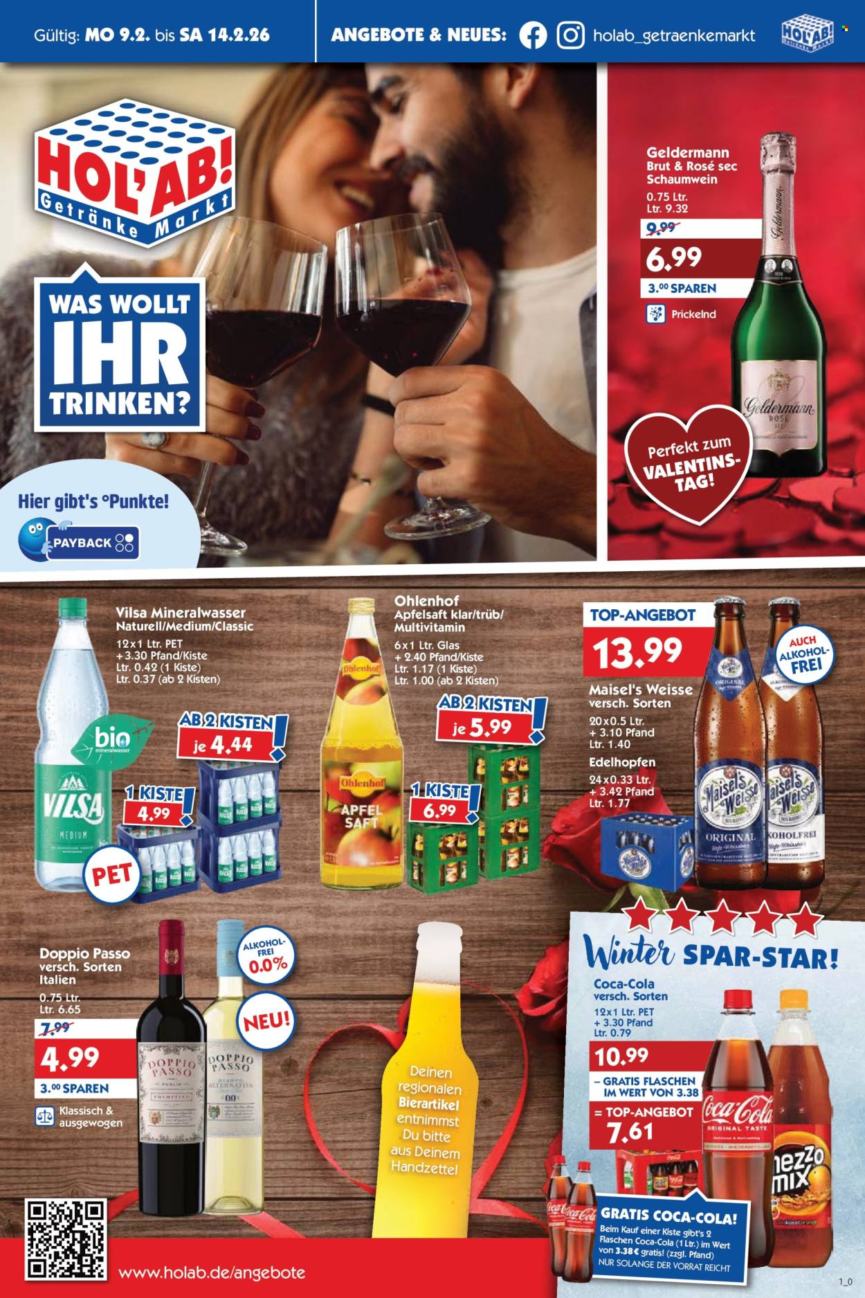 Hol'ab! Getränkemarkt Prospekte  - 9.02.2026 - 14.02.2026. Seite 1
