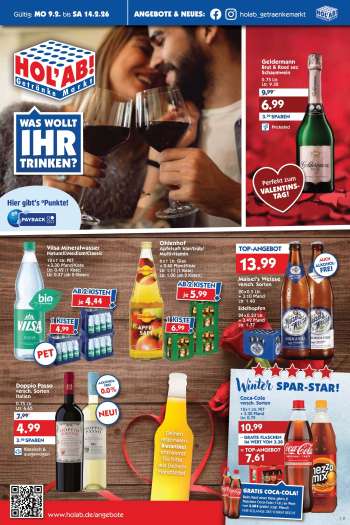 Prospekte Hol'ab! Getränkemarkt - 9.02.2026 - 14.02.2026.