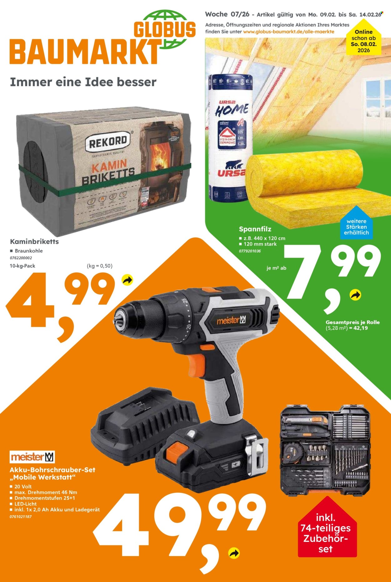 Globus Baumarkt Prospekte  - 9.02.2026 - 14.02.2026. Seite 1