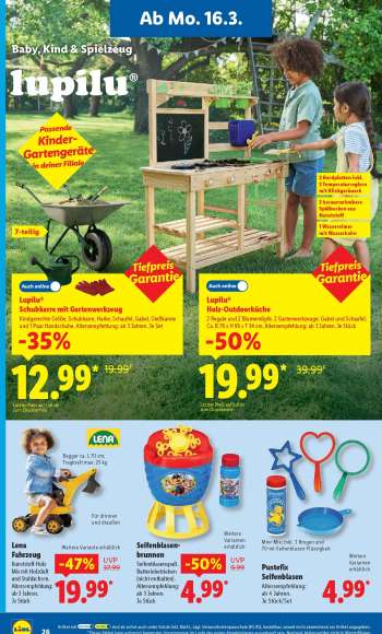 thumbnail - Lupilu® Schubkarre mit Gartenwerkzeug
