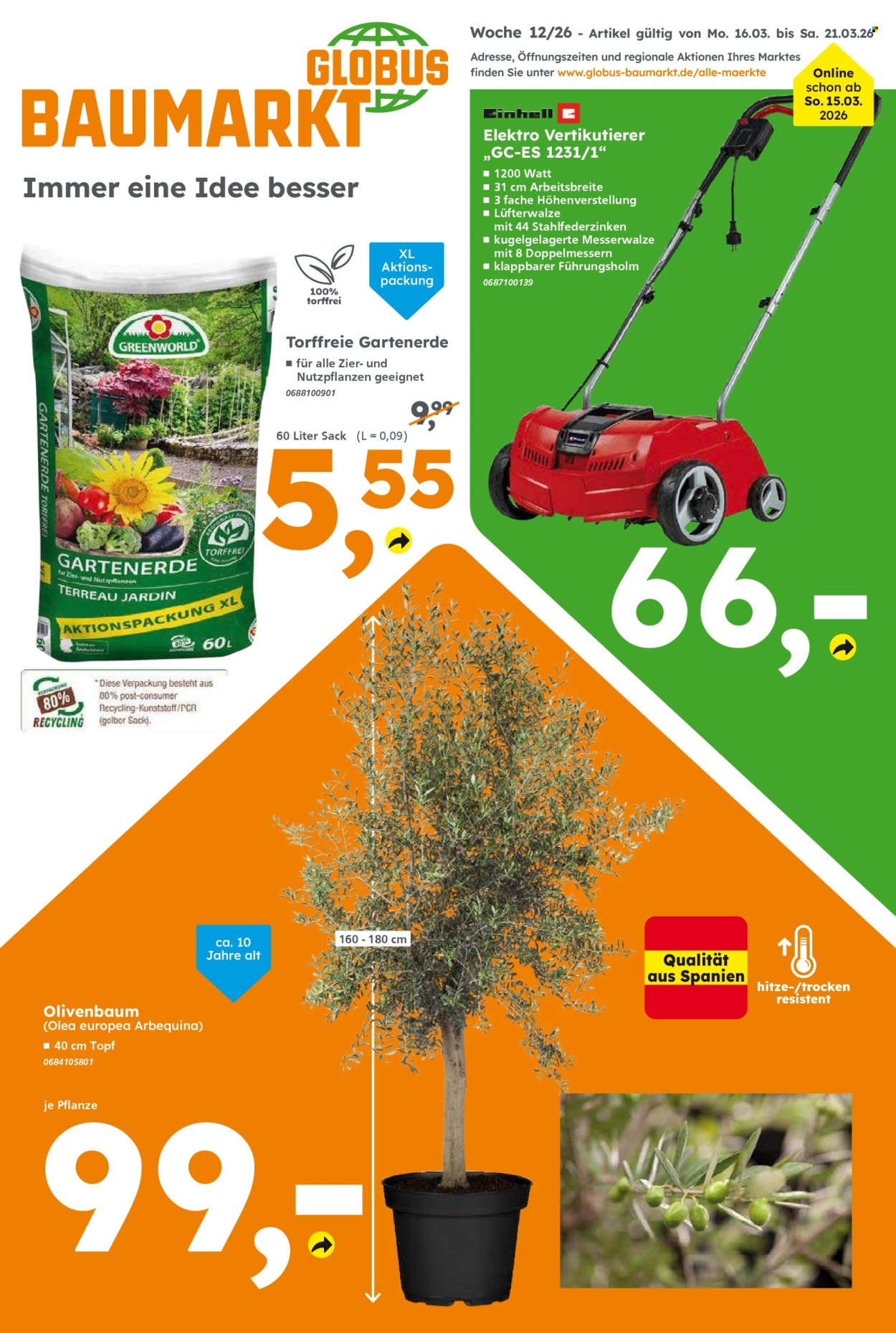 Globus Baumarkt Prospekte  - 16.03.2026 - 21.03.2026. Seite 1