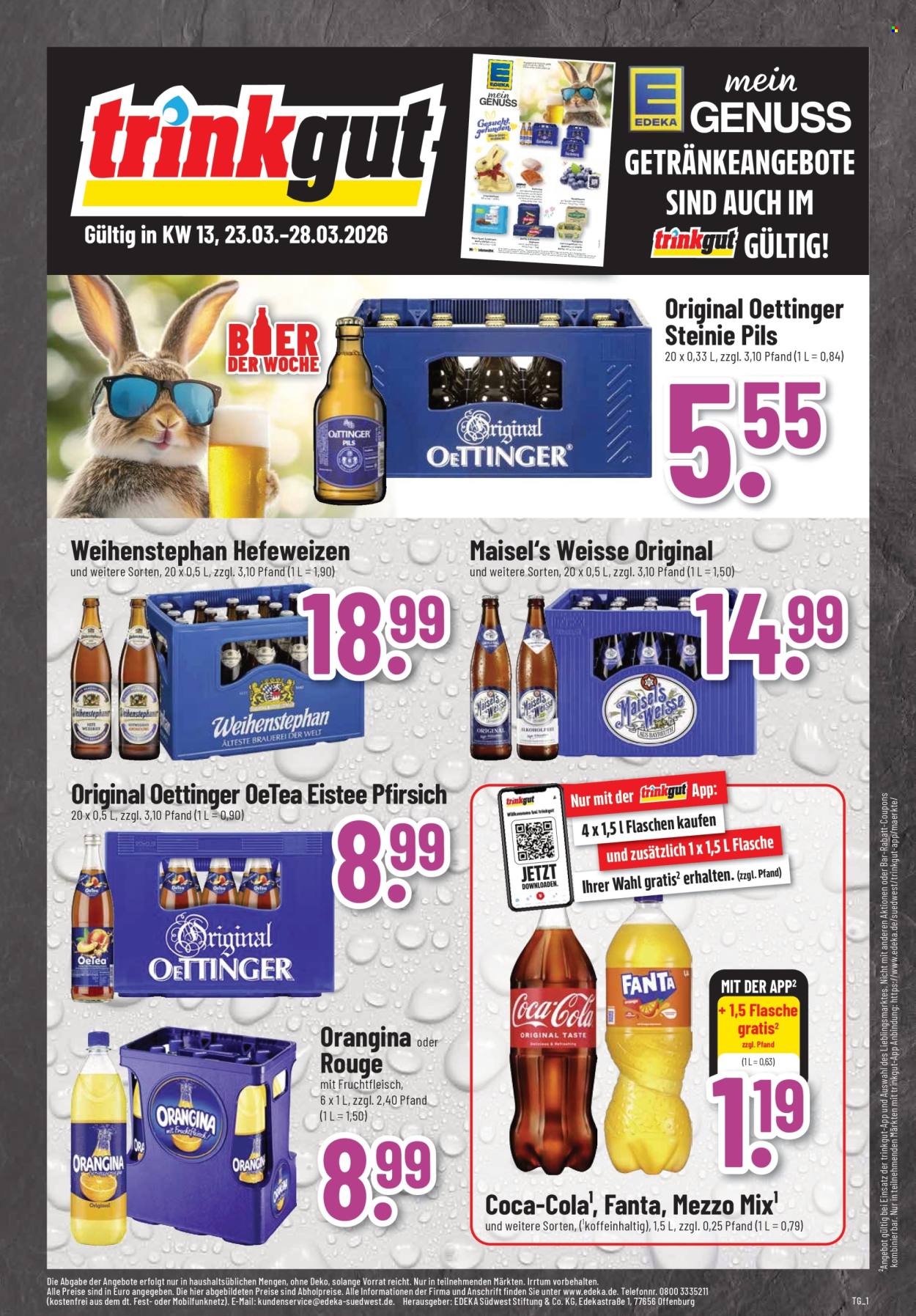 Edeka Getränkemarkt Prospekte  - 23.03.2026 - 28.03.2026. Seite 1