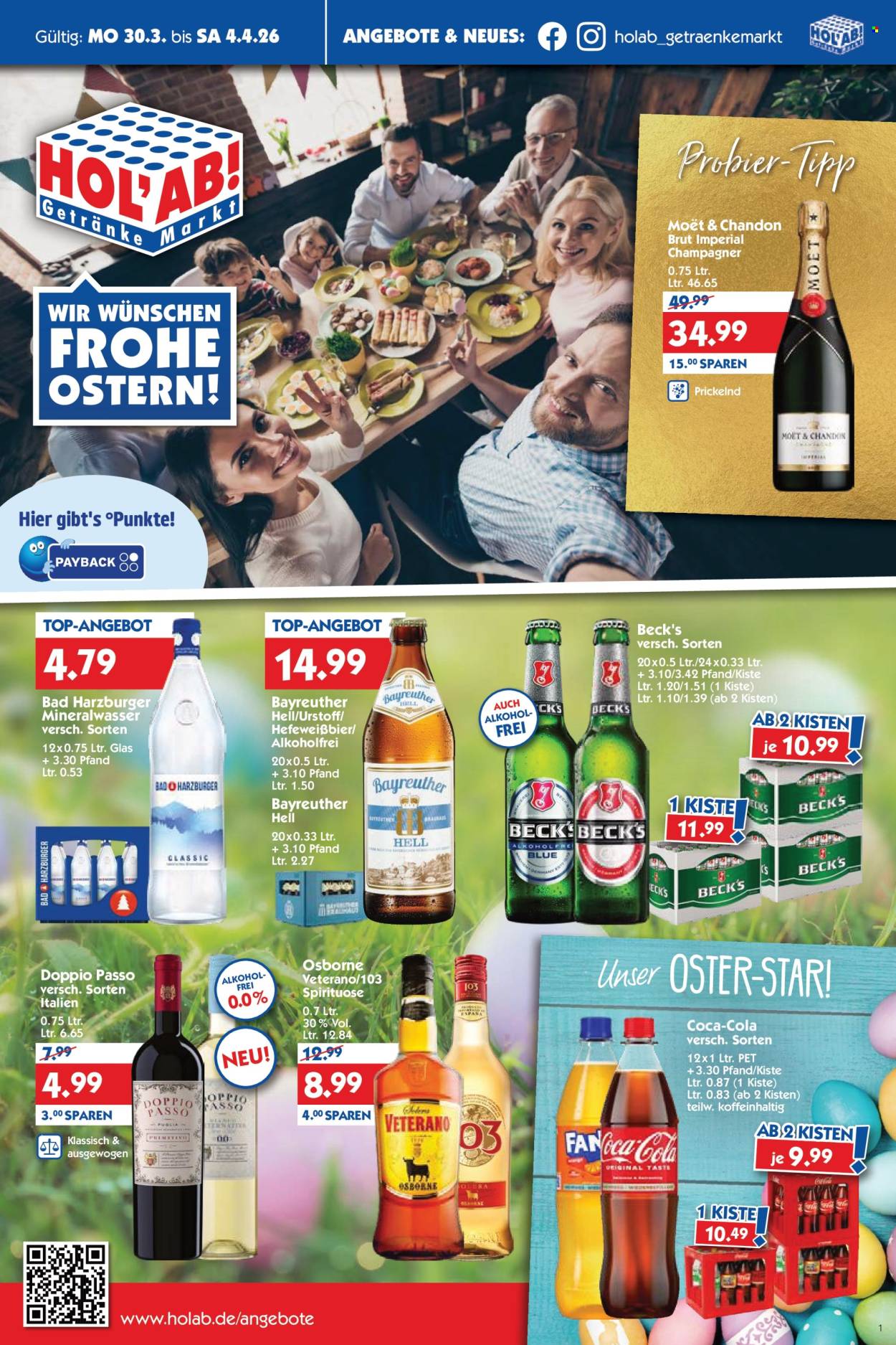 Hol'ab! Getränkemarkt Prospekte  - 30.03.2026 - 4.04.2026. Seite 1